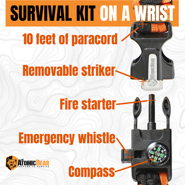 Deco Essentials 2-Pack Tactical Emergency Paracord Bracelet w/ SOS LED  Whistle Knife Multi Tool